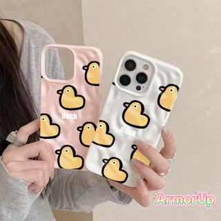 เคสไอโฟน เป็ดน้อยสีเหลืองน่ารัก รอยพับหยัก สำหรับ iPhone 11 12 13 14 15 16 ProMax X XR XS Max 7 8Plus-AP