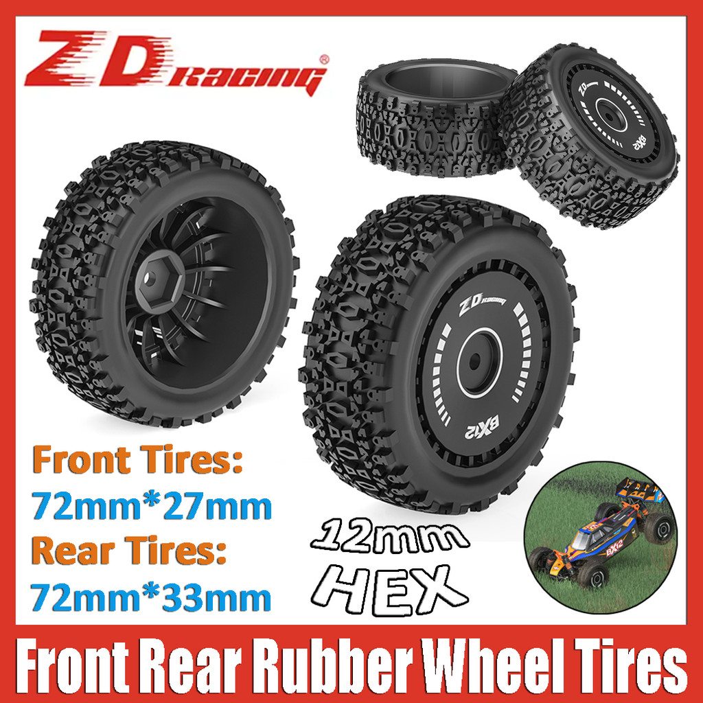 ZD Racing 2PCS ด้านหน้าด้านหลัง 72 มม.ยาง Skidproof ยางสําหรับ 1/12 ZD Racing BX12 RC รถออฟโรดรถ Tyr