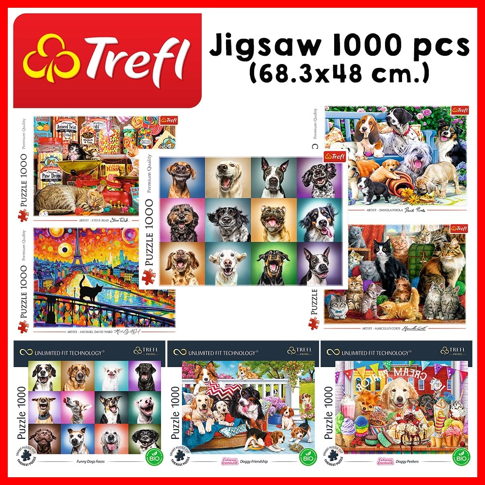TREFL Jigsaw จิ๊กซอว์ จำนวน 1000 ชิ้น ลาย หมา แมว Cats Dogs Puzzles (68.3x48 cm.) ผลิตและนำเข้าจากยุโรป พร้อมส่ง