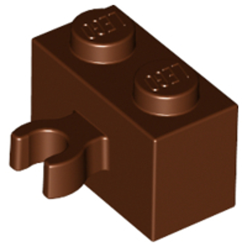 Brick2cube Part - Brick, Modified 1 x 2 with Open O Clip Thick (Vertical Grip) - 30237b