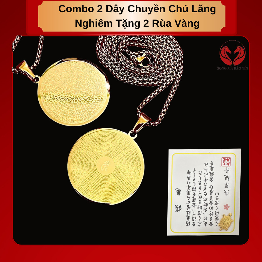 < FIRE > Combo สร้อยคอ Mantra Shurangama 2 ชิ้น รับเต่าทองคํานําโชค 2 อัน - เหล็กไทเทเนียม - สินค้าฮ