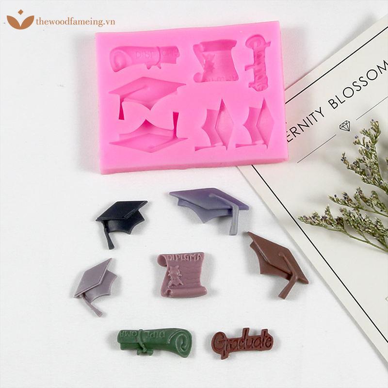Thewoodfameing 1 PC สําเร็จการศึกษาหมอหมวกรูปร่างซิลิโคน Mould DIY เค้กน้ําตาลตกแต่งแม่พิมพ์ Sugarcr