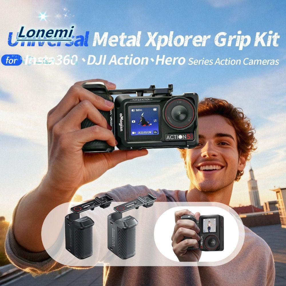 LONEMI Xplorer Grip Kit Handle, อลูมิเนียม Quick Release Street Grip Vlog Holder, น้ําหนักเบากล้องขย