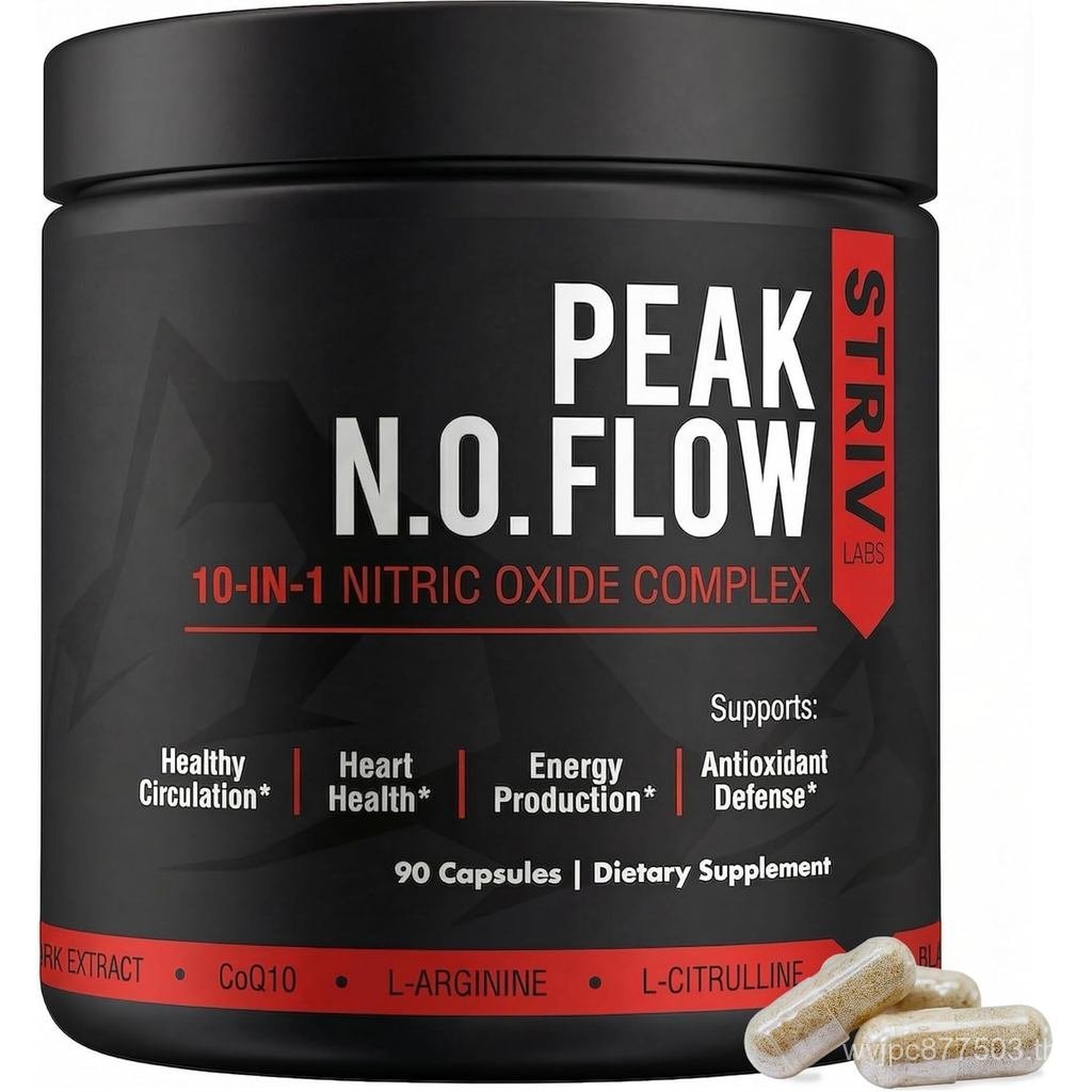 Peak Flow 10-in-1 Nitric Oxide อาหารเสริม - L Citruline, L Argiine & CoQ10 - การไหลเวียนของสุขภาพหัว