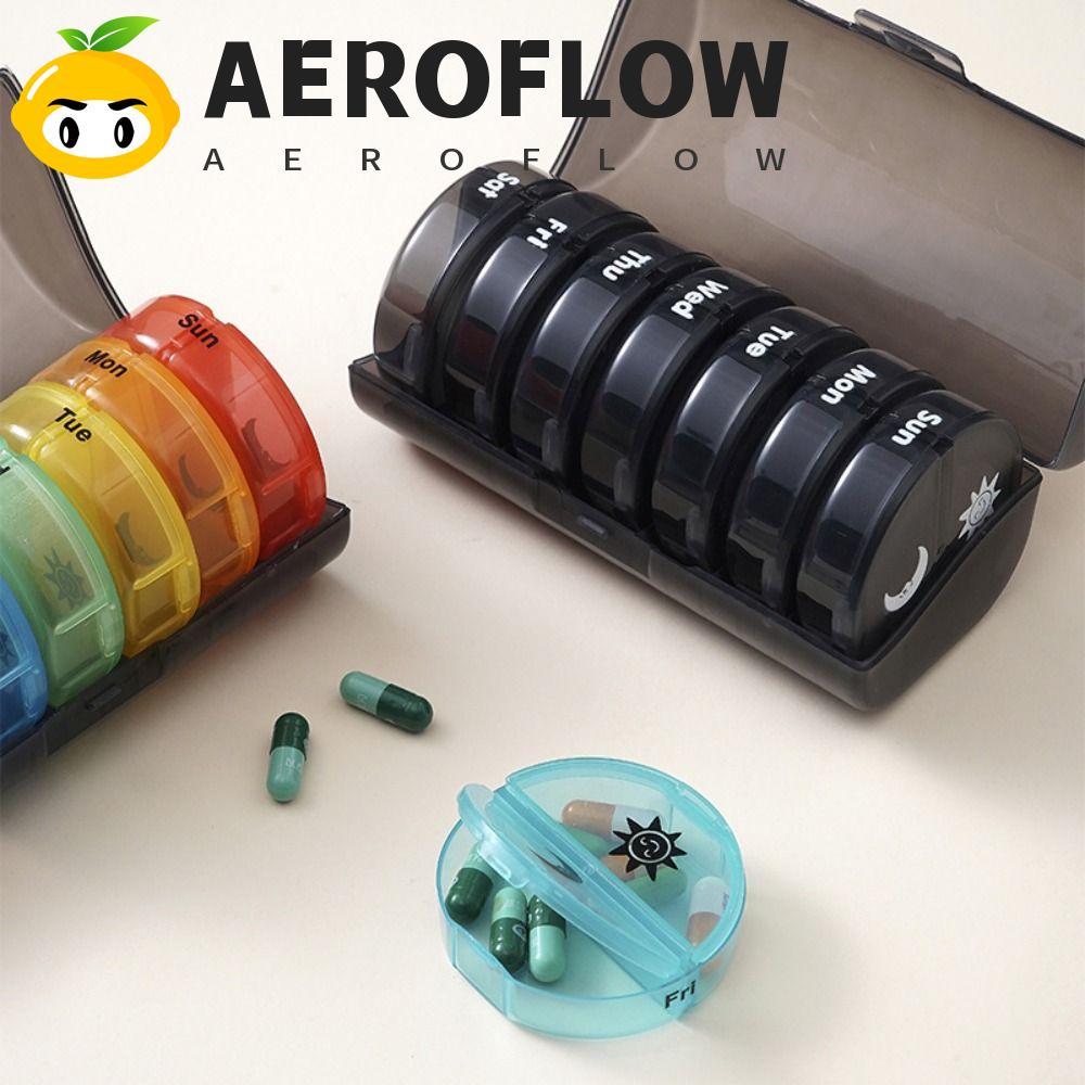 AEROFLOW 7-Day Splitter Pill Organizer, คอนเทนเนอร์ยา 14-Grid วิตามินกรณี,ยา Organizer Reusable Week