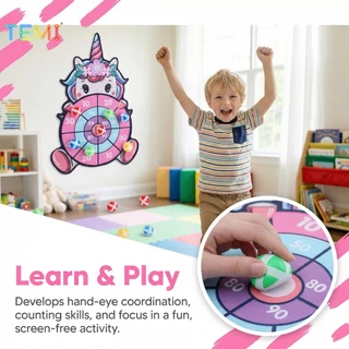 TEMI เด็ก Dart Ball เกมของเล่น Sticky Dart Board เกมปริศนาของเล่นของขวัญ
