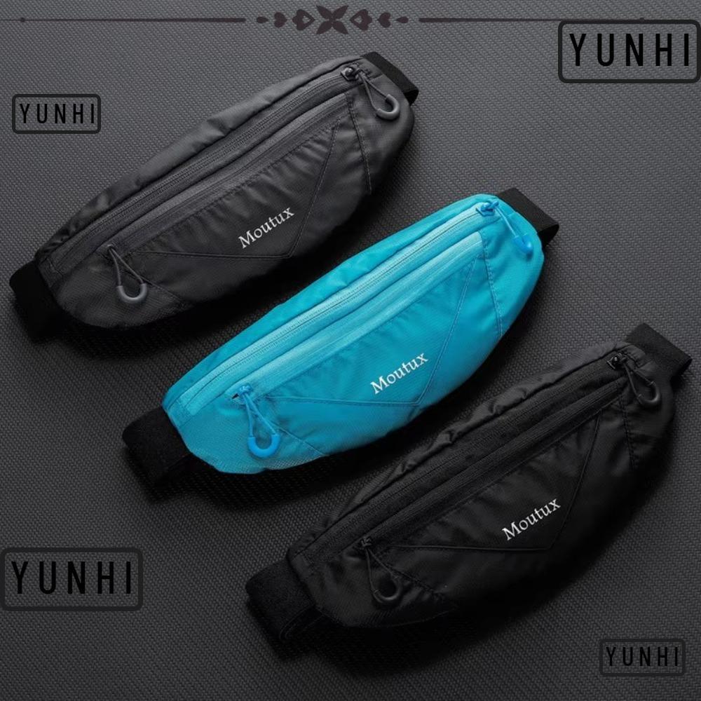 YUNHI กระเป๋าคาดเอวโทรศัพท์สําหรับวิ่ง, แพ็คเอวกีฬาที่มองไม่เห็นบางเฉียบ, กระเป๋ายิมกันน้ําระบายอากาศไนลอนอเนกประสงค์