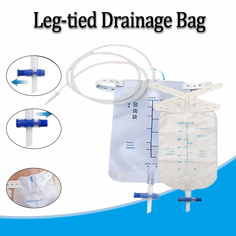 500ml & 1000ml ขาผูกถุงระบายน้ํา Catheter ปัสสาวะคอลเลกชันกระเป๋า Anti Reflux ปัสสาวะ Receiver
