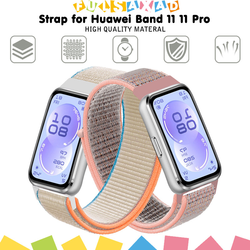 สายรัดกีฬาไนลอนหลอง for Smartwatch Huawei Band 11 11 Pro 10 9 8 NFC สายรัดข้อมือเปลี่ยนสายรัดข้อมือ