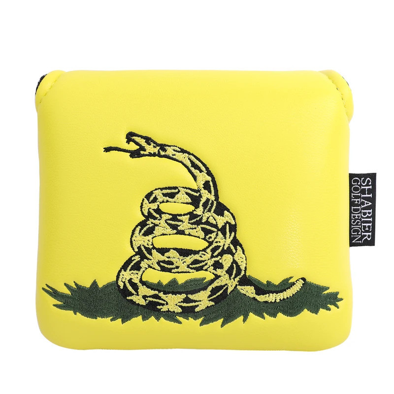 Yellow PU Leather DON'T TREAD ON ME Embroider Magnetic Closure Golf Club Headcover Large Mallet Putt