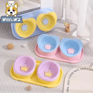 wen.W2【กันมดสุดๆ】ชามอาหารสัตว์คู่ รุ่นใหม่ ดีไซน์น่ารักสดใส ชวนให้สัตว์เลี้ยงอยากกินอาหาร