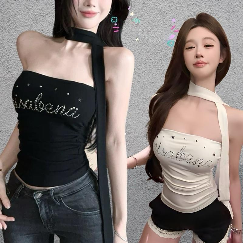 เสื้อเกาะอก มีสินค้าพร้อมส่งในประเทศไทย เหมาะสำหรับงานปาร์ตี้และผู้ที่เดินเล่นในสยาม ตกแต่งด้วยตัวอักษรและเพชรเทียม – โปรปัง