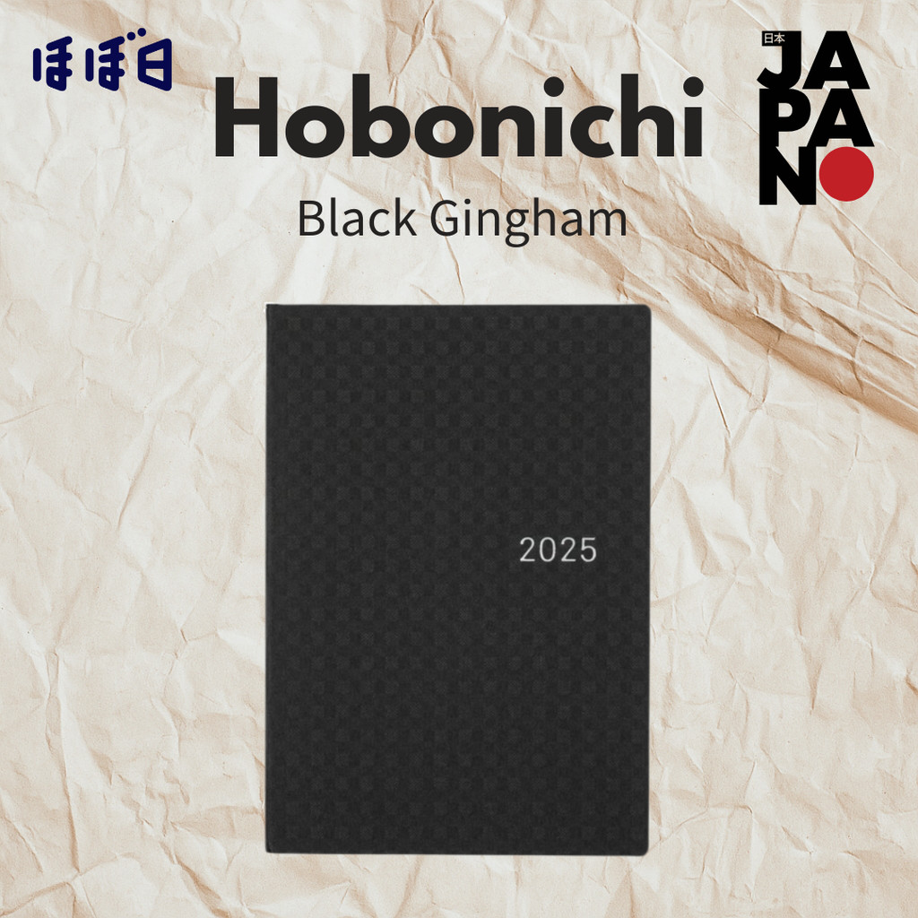 Hobonichi Techo 2025 Hon Paper Series/Black Gingham [A6/1 Day 1 Page/January/Monday Start]