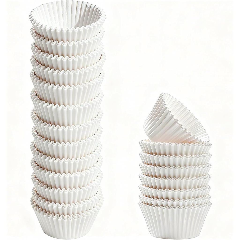 1000 ชิ้น 1 นิ้ว MINI Muffin Liners, Muffin Liner สําหรับเบเกอรี่สีขาว Cupcake กระดาษเบเกอรี่ Liners