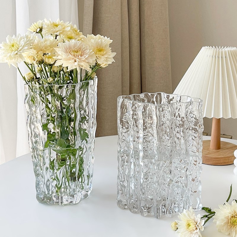 ข.ที่ขายดีที่สุดแจกันแก้วเครื่องประดับห้องนั่งเล่นการจัดดอกไม้โปร่งใสGlacierแสงหรูหราความรู้สึกระดับ