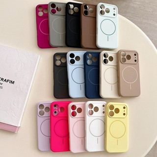หรูหราซิลิโคนเหลว Candy เคสโทรศัพท์สําหรับ iPhone 12 13 14 15 16 17 Pro Max Plus Air แม่เหล็กกันชนกรณีฝาครอบ