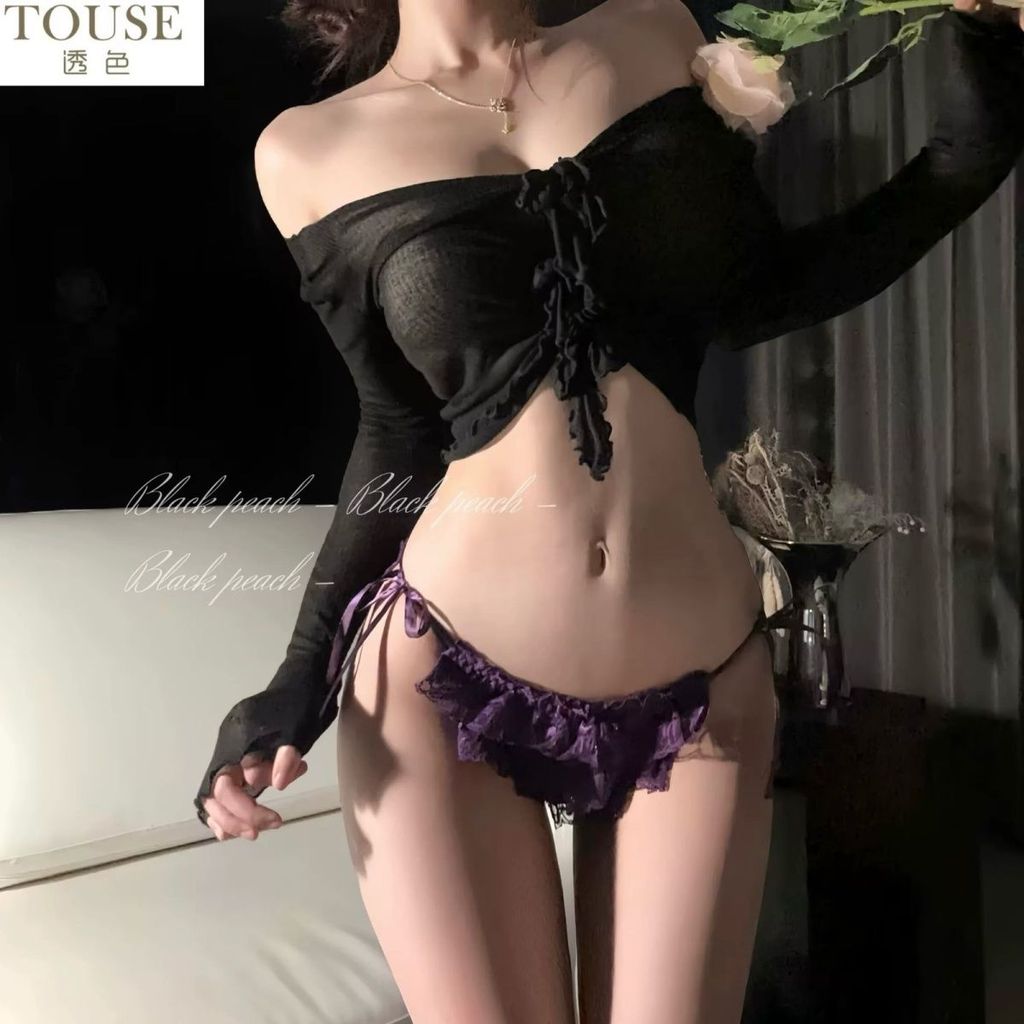 ผู้หญิงต่ําเอวกางเกงลูกไม้ Laced-Up 10 ฤดูร้อน Lotus Leaf ลูกไม้กางเกง/rr18 5IKJ