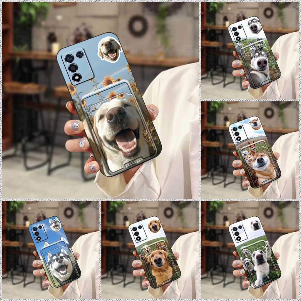 การ์ดกระเป๋าซิลิโคนเคสโทรศัพท์สําหรับOPPO K9S/Realme Q3S/Q3T/K10 Vitality Editionสกปรกทนสุนัขการ์ตูน