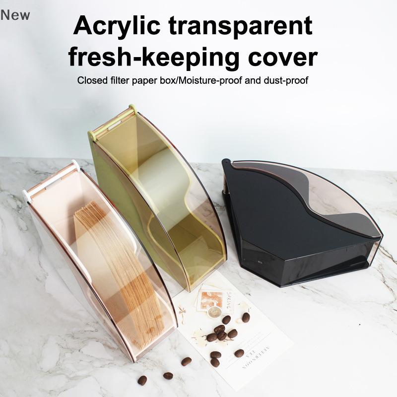กระดาษกรองกาแฟ100ชิ้นกล่อง V02 V01เครื่องชงกาแฟ V60ไม่มีสารฟอกขาวพร้อมกล่องอะคริลิกป้องกันฝุ่น