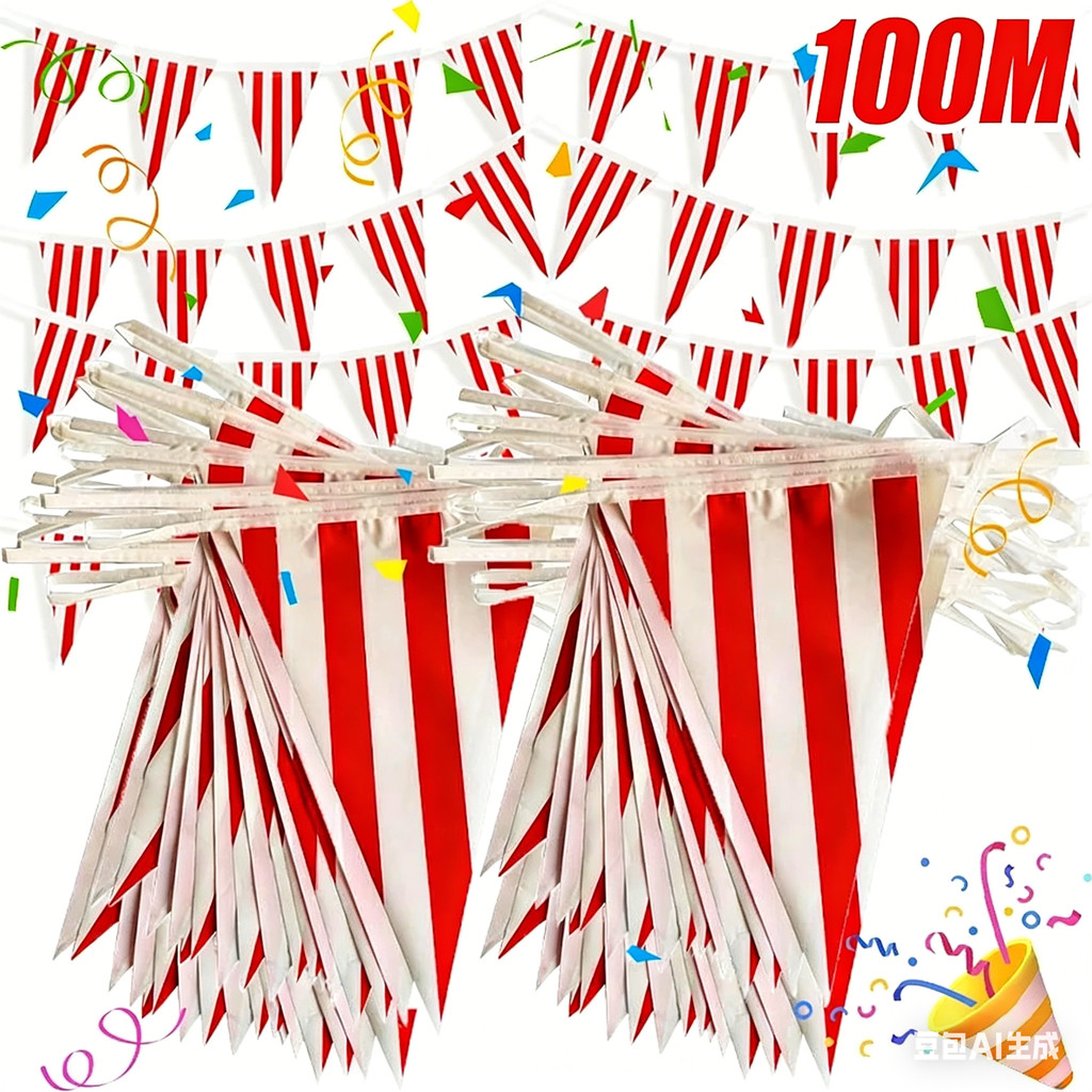 [บ้าน]ของตกแต่งงานปาร์ตี้ Circus | 20ชิ้นสีแดงสีขาวลายธงสามเหลี่ยมความยาว10เมตร,วัสดุวิชาพลศึกษาตอมสําหรับเทศกาล/วันเกิด/คริสต์มาสเหตุการณ์