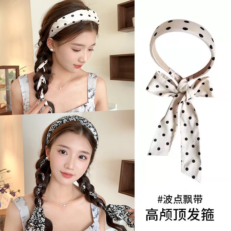 Hot Sale#Ribbon Headband Hairband Scarf Hair Tie Retro Polka Dot French Style Popular Headband for W