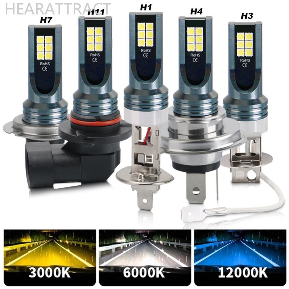 HEARATRACT 12V 6000K รถ LED ไฟหน้าหมอกหลอดไฟ H4 H7 H11 H8 H9 H1 H3 LED 9005 9006 Hb3 Hb4 อัตโนมัติขั