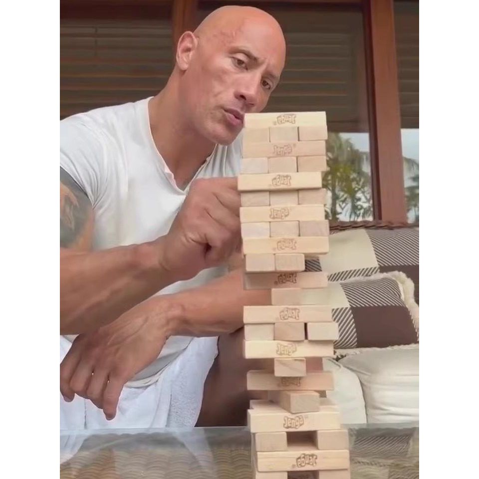 Jenga Childrens Jenga Building Block Toys บล็อกตัวต่อการวาดภาพแบบดิจิตอล Jenga High Drawing Wooden T