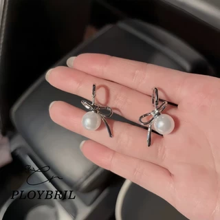 PLOYBRIL ต่างหู ประดับโบว์ มุก หรูหรา ไฮเอนด์ แฟชั่น สําหรับผู้หญิง E034