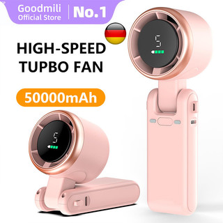 50000Mah 2026 Kipas High-speed  turbo Digital Display Adjustable Led  Kipas Angin Portable  Mini  Kipas Kecepatan dilipat  20000RPM Strong 120H Kipas Turbo Angin  USB kipas tangan TYPE C