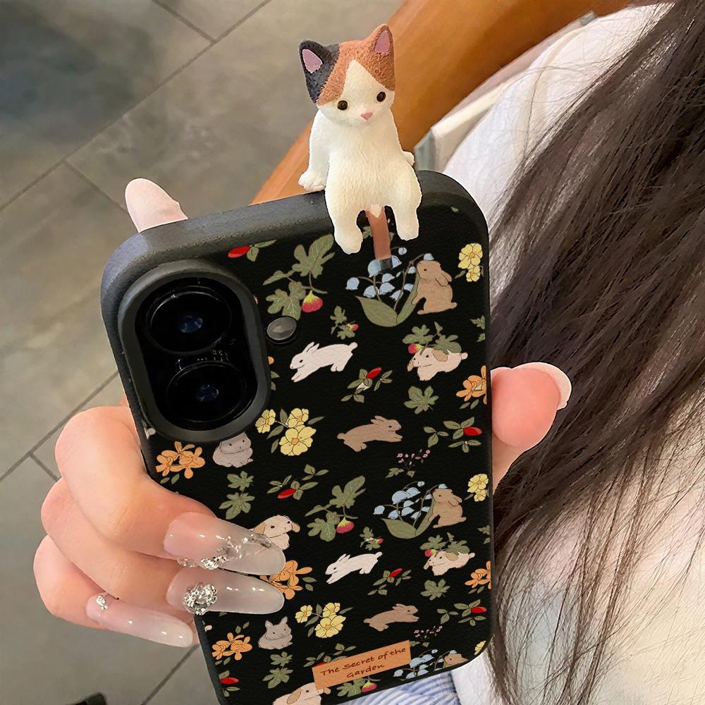 Rabbit Flower เคส For Samsung A07 A17 A34 A35 A05S A06 A16 A55 A56 A36 A15 A26 A57 A54 A37 S25 S26 Ultra S24 FE 3D DIY