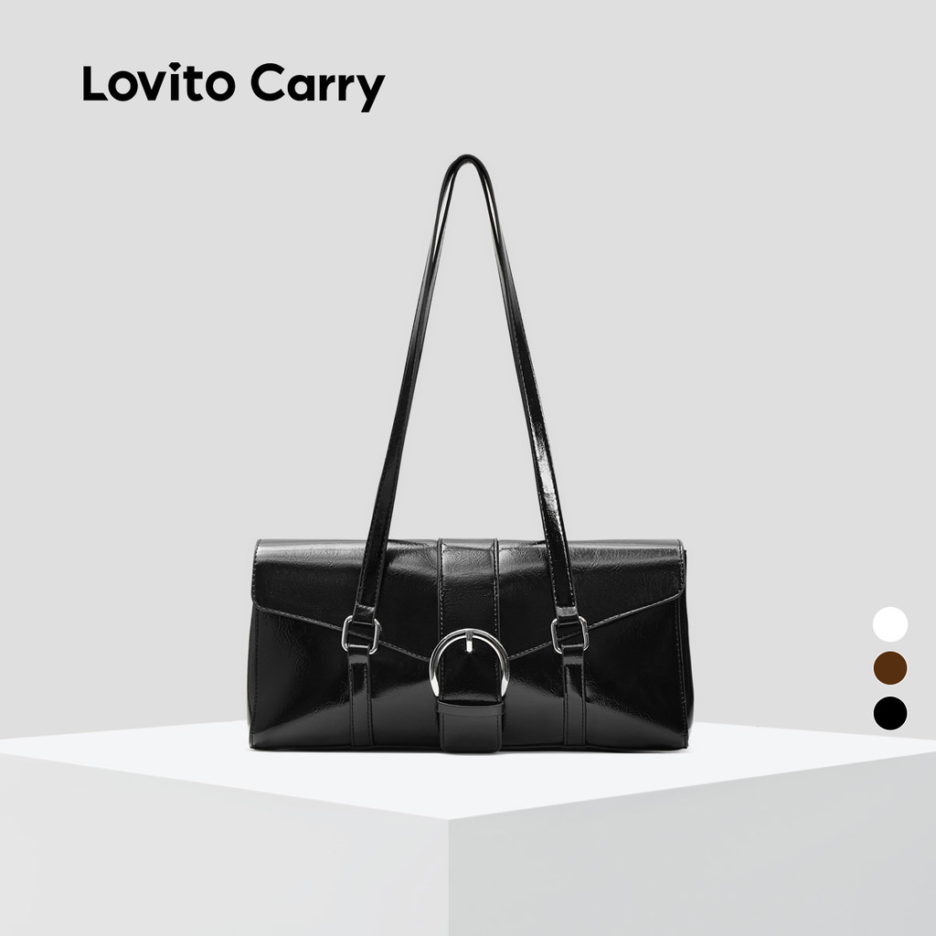 (Lovito Carry) ลำลองสีพื้นMotorcycle กระเป๋า Flap ล็อคเรียบง่ายเรียบง่ายAnd เก๋ไก๋ รายวันการเดินทางเล็กกระเป๋าสะพายไหล่ สำหรับผู้หญิง LFR13099