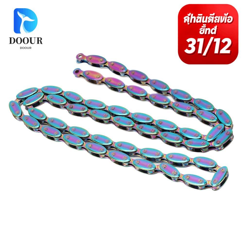 DOOUR โซ่จักรยานความเร็วเดี่ยว, โซ่ rainbow fixed gear ทนทาน 100 Links ทำจากเหล็กแมงกานีส สำหรับจักร