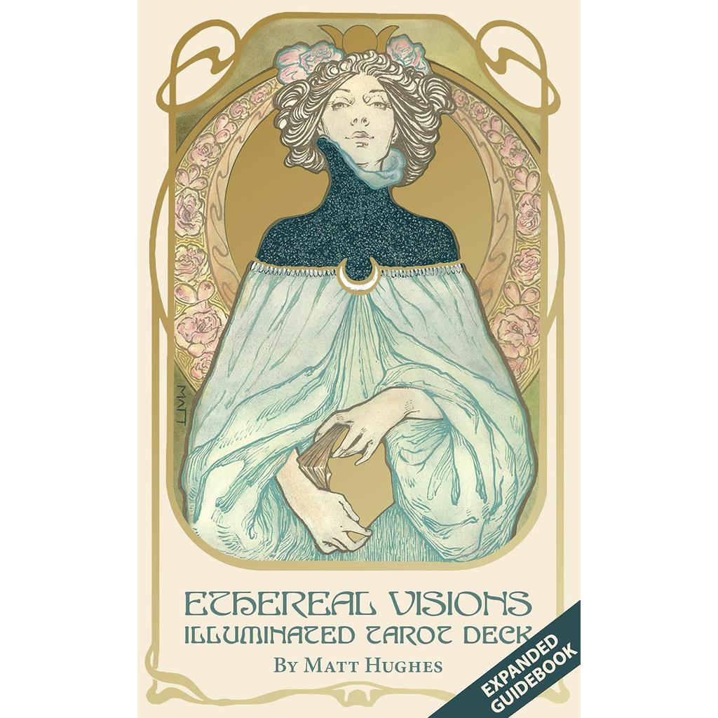 Ethereal Visions Illuminated Tarot Deck: Elegant 80-Card Art Nouveau Tarot Deck พร้อมฟอยล์สีทอง, หนั