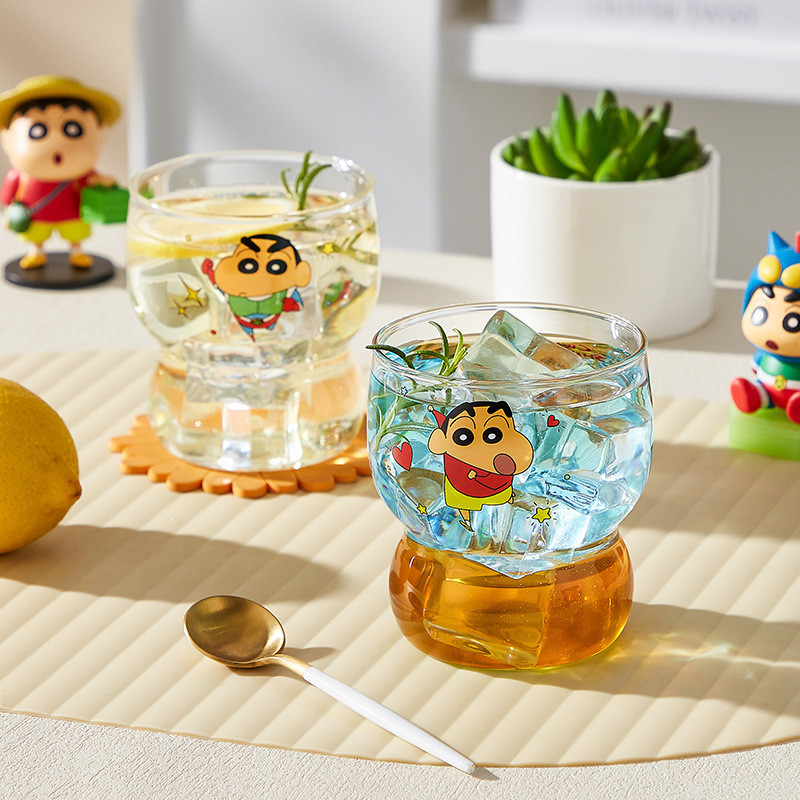 Crayon Shin-Chan Glass Water Cup Stacking Cup Milk Coffee Cup