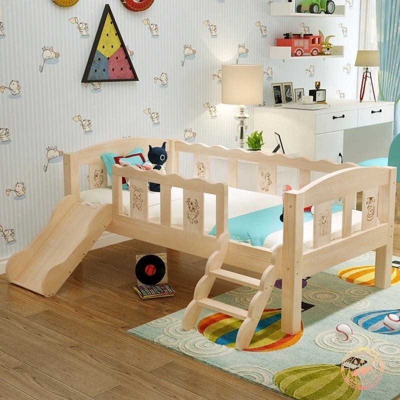 Children's bed solid wood splicing with guardrail bed boy girl crib baby bed slide bed katil kanak-k