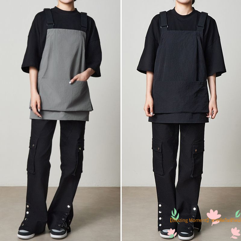 ผ้ากันเปื้อนสไตล์มินิมอล เสื้อกั๊กงานฝีมือหลายกระเป๋า สายสะพายทนทาน กันน้ำกระเด็น กันน้ำมัน ใช้สำหรับงานบ้าน ร้านกาแฟ ร้านเบเกอรี่ ห้องครัว อาหาร