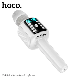 HOCO L24 ไมโครโฟนคาราโอเกะ 2in1 ลำโพงในตัว 5W ไฟ RGB ร้องเพลงได้ทุกที่ ไมค์คาราโอเกะ ไมค์บลูทูธ hc6