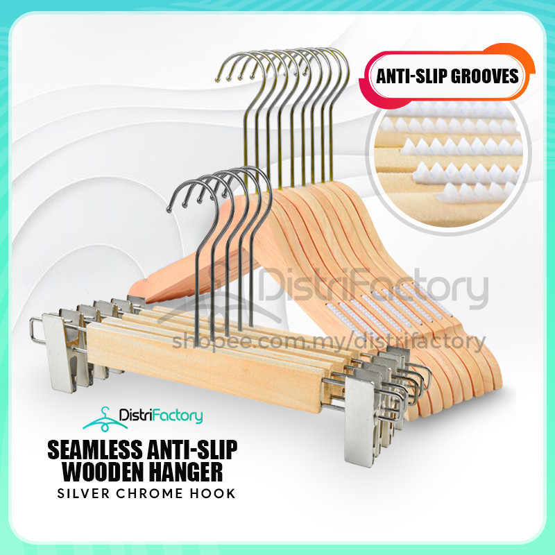 Kid Wooden Clothes Hanger Wood Dress Shirt Hanger Coat Jacket Hangers with Notches and Anti-Rust Chr