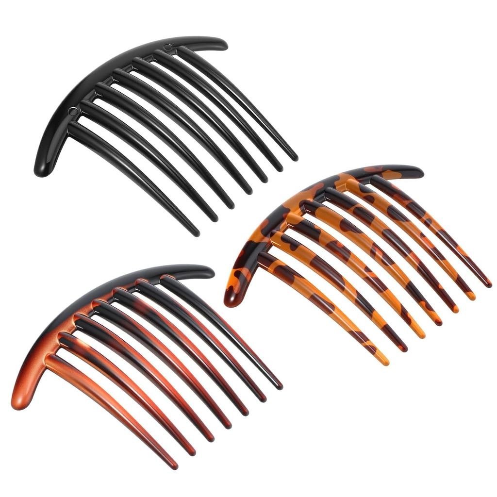 7 Tooth French Hair Comb 3PCS Plastic Elegant French Hair Side Combs for Women Girls Tidying up Stra
