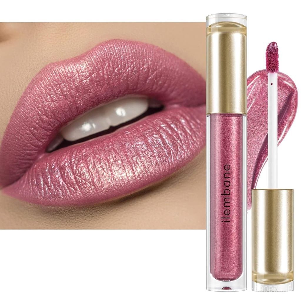 Metallic Liquid Lipstick Mauve Pink Purple – High Pigment Long-Lasting Waterproof Lip Gloss with Met