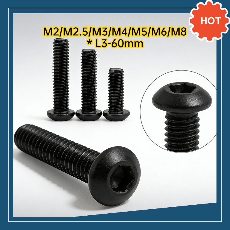 [จัดส่งด่วน] สกรูหัวจมสแตนเลส 304 สีดํา M2/M2.5/M3/M4/M5/M6/M8 * L3-60 มม. (RM-TH)