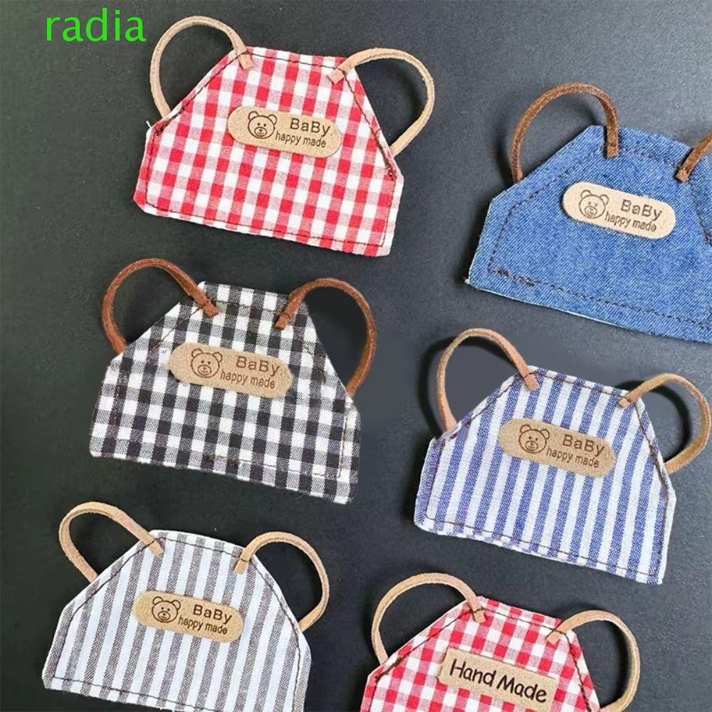 RADIANTZAP ตุ๊กตาผ้ากันเปื้อนยีนส์,ลายสก๊อตลายแต่งตัวตุ๊กตาเสื้อผ้า,มินิตุ๊กตาทําด้วยมือ DIY Retro C