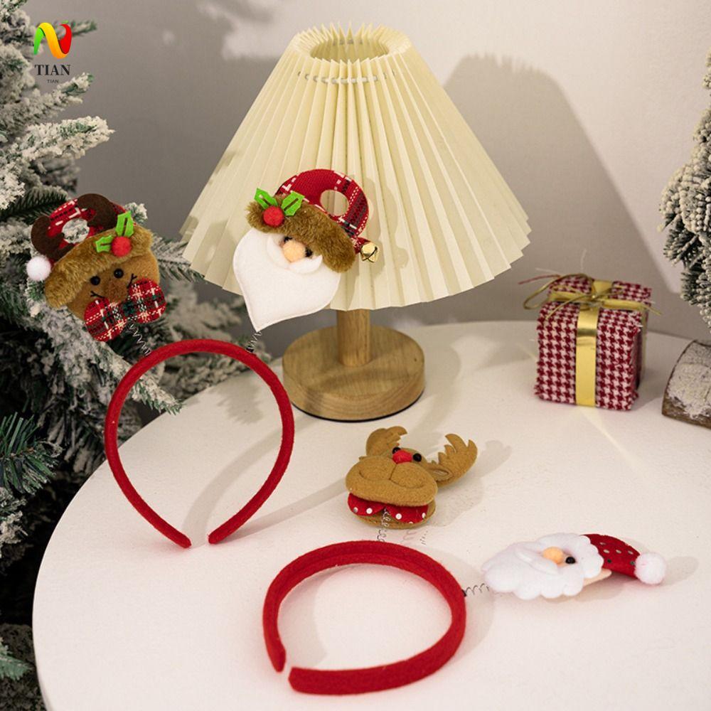 INQUIRY IMPACT 4 ชิ้นที่คาดผมคริสต์มาส,น่ารัก Reindeer Christmas Tree ห่วงผม,อุปกรณ์ถ่ายภาพ Santa Cl