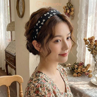 Rubuyou ﻿ยางรัดผม ที่คาดผม สีดำ เกาหลี ย้อนยุค ช่วยเก็บไรผม ผู้หญิงที่ เครื่องประดับผมแฟชั่น-COD💕