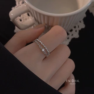 ESCOBAL✨แหวนเงินแท้ Lace Diamond ฝังเพชร Moissanite สไตล์ใหม่ แหวนดีไซน์สวย แฟชั่นสุดชิค วาเลนไทน์ J031