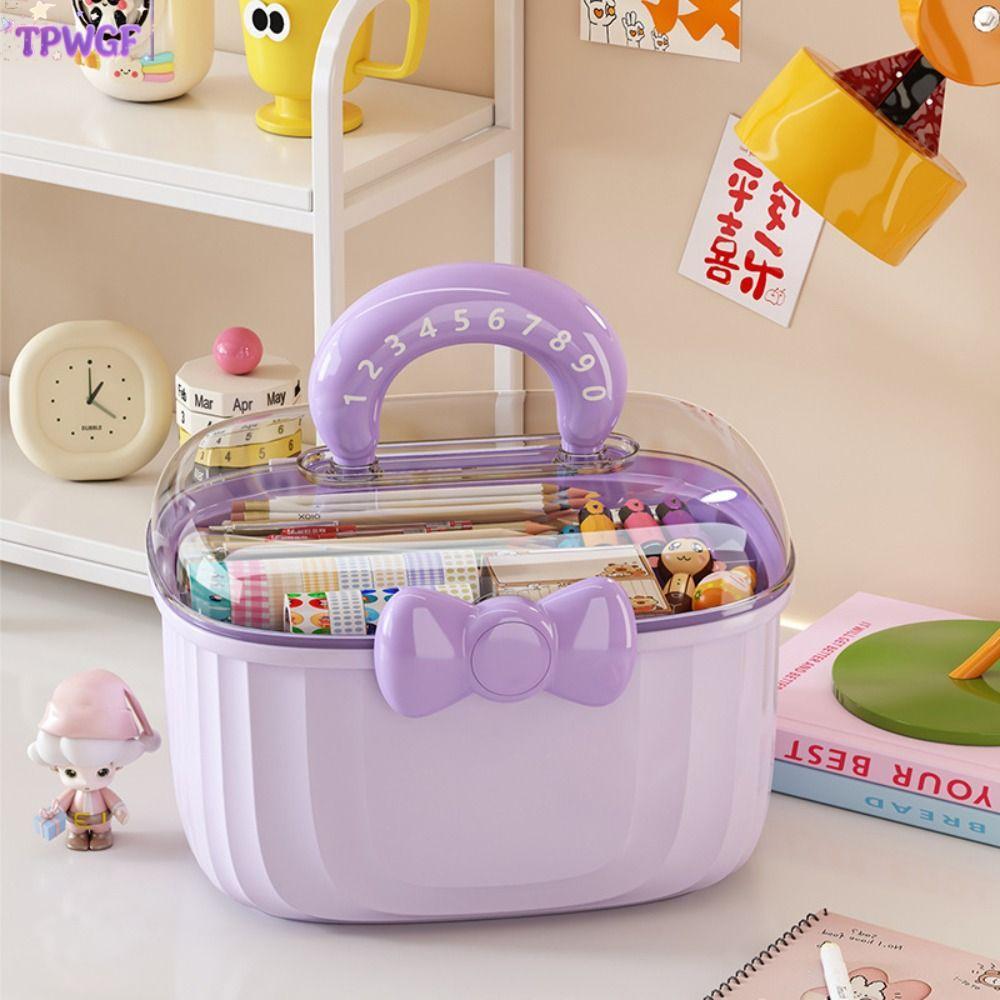 TPWGF Jewellery Box, Multi-layer Hair Accessories Hairpin Storage Box, Cute Waterproof Bowknot Layered Container Girl