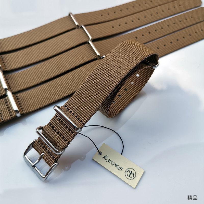 [Trendy Essential] 18mm20mm22mm24mm NATO NATO Canvas Nylon Strap Outdoor Khaki Square Buckle Thin St