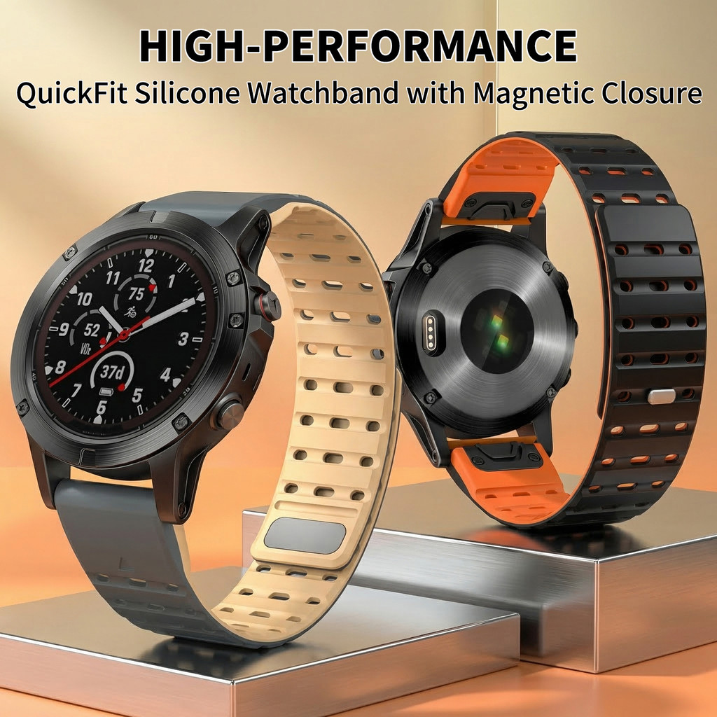 Garmin Descent G2 G1 Instinct 3 E 45 มม.สายคล้องคอซิลิโคนแม่เหล็กหัวเข็มขัด Quick Release 22 มม.Brea