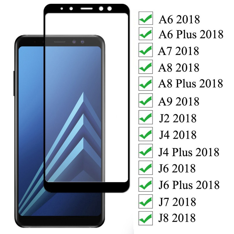 Samsung Galaxy A6 A8 J4 J6 Plus A7 A9 J2 J7 J8 2018 J2 Pro J7 Prime A9 2018 A9 PRO กระจกนิรภัย 9D ฟิล์มป้องกัน