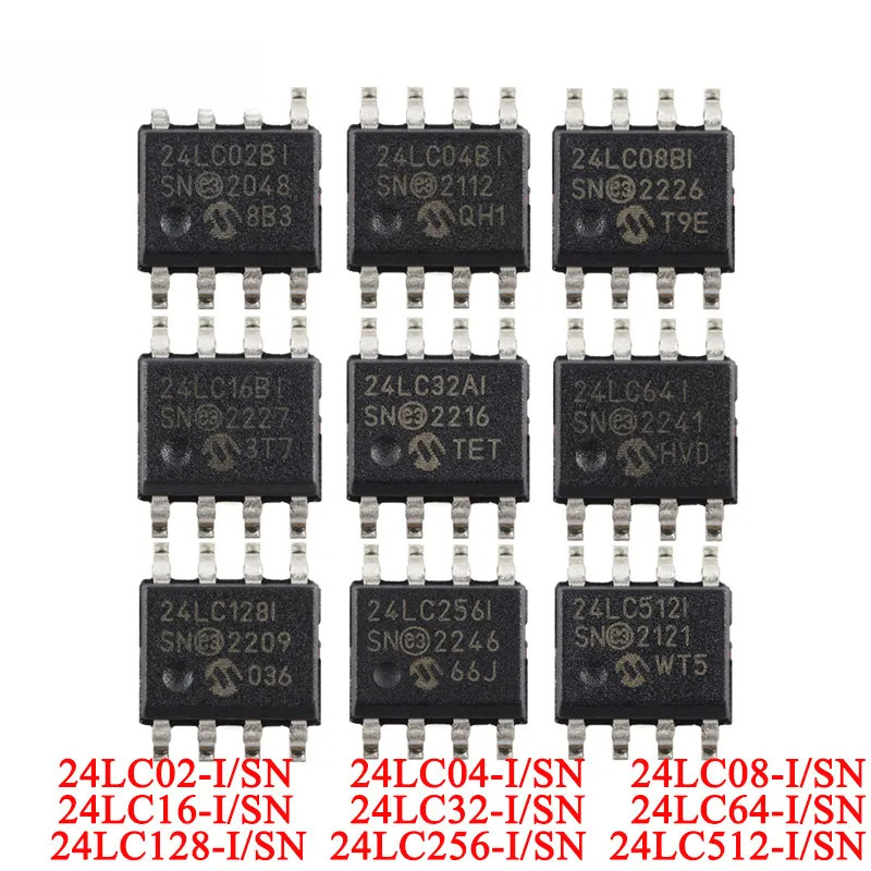 10 ชิ้น 24LC02 24LC04 24LC08 24LC16 24LC32 24LC64 24LC128 24LC256 24LC512-I/SN 1 2 4 8 16 32 64 128 